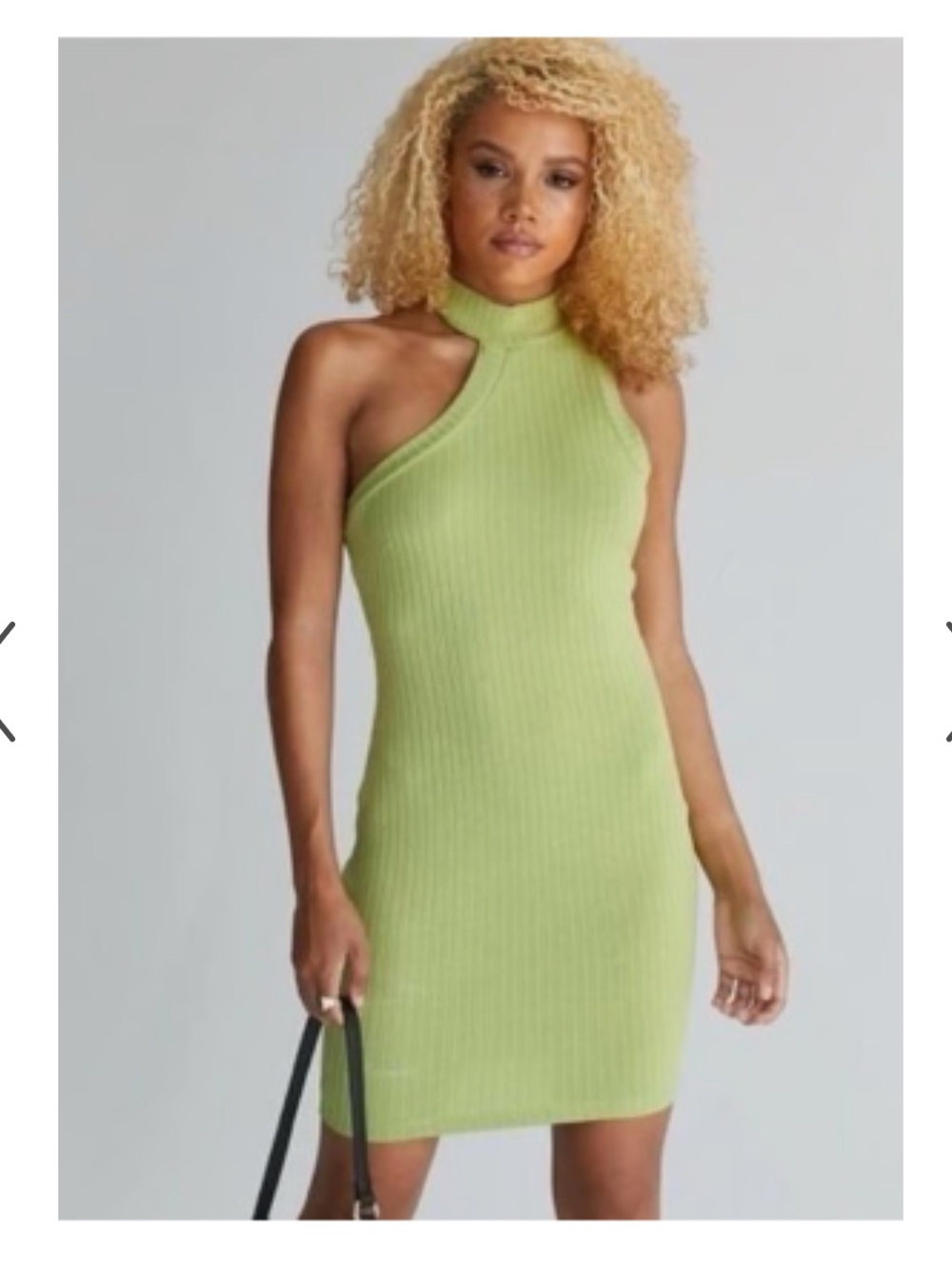 Princess Polly Sleeveless One-Shoulder Ribbed Knit Dress in Lime Green
